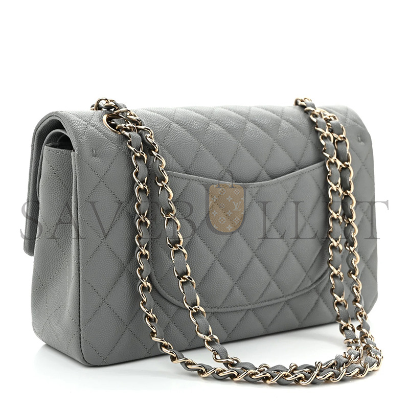 CHANEL MASTER CAVIAR QUILTED MEDIUM DOUBLE FLAP GREY A01112 (25.5*15*7cm)